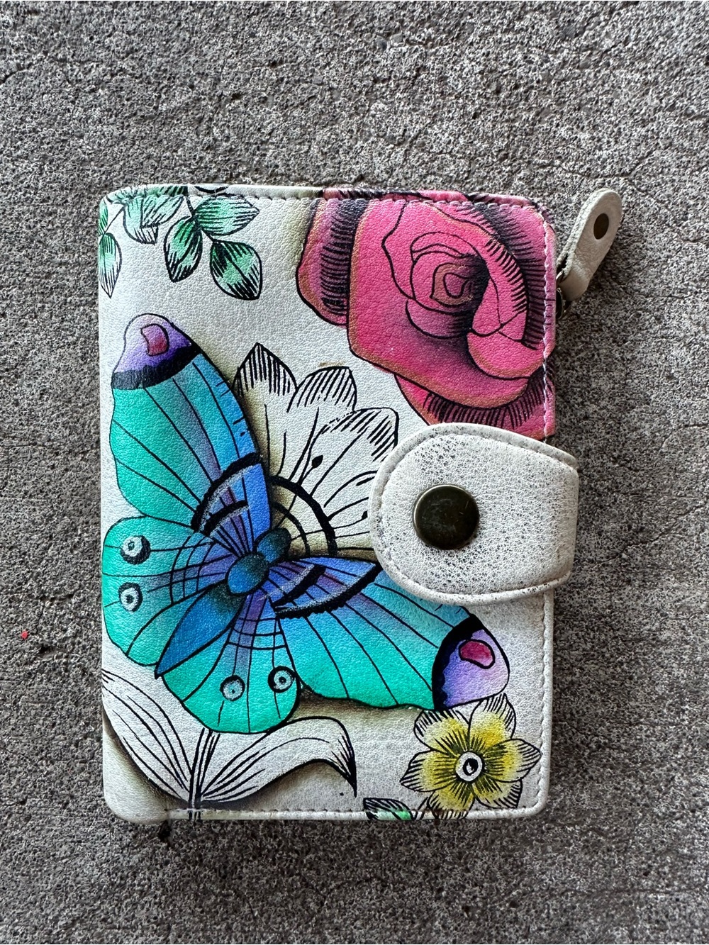 Anna by Anuschka Hand Painted 1700 Floral Paradise Wallet